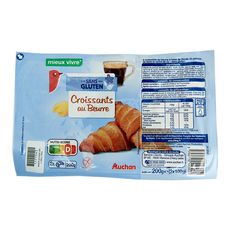 AUCHAN MIEUX VIVRE Croissants au beurre sans gluten 2x100g 200g