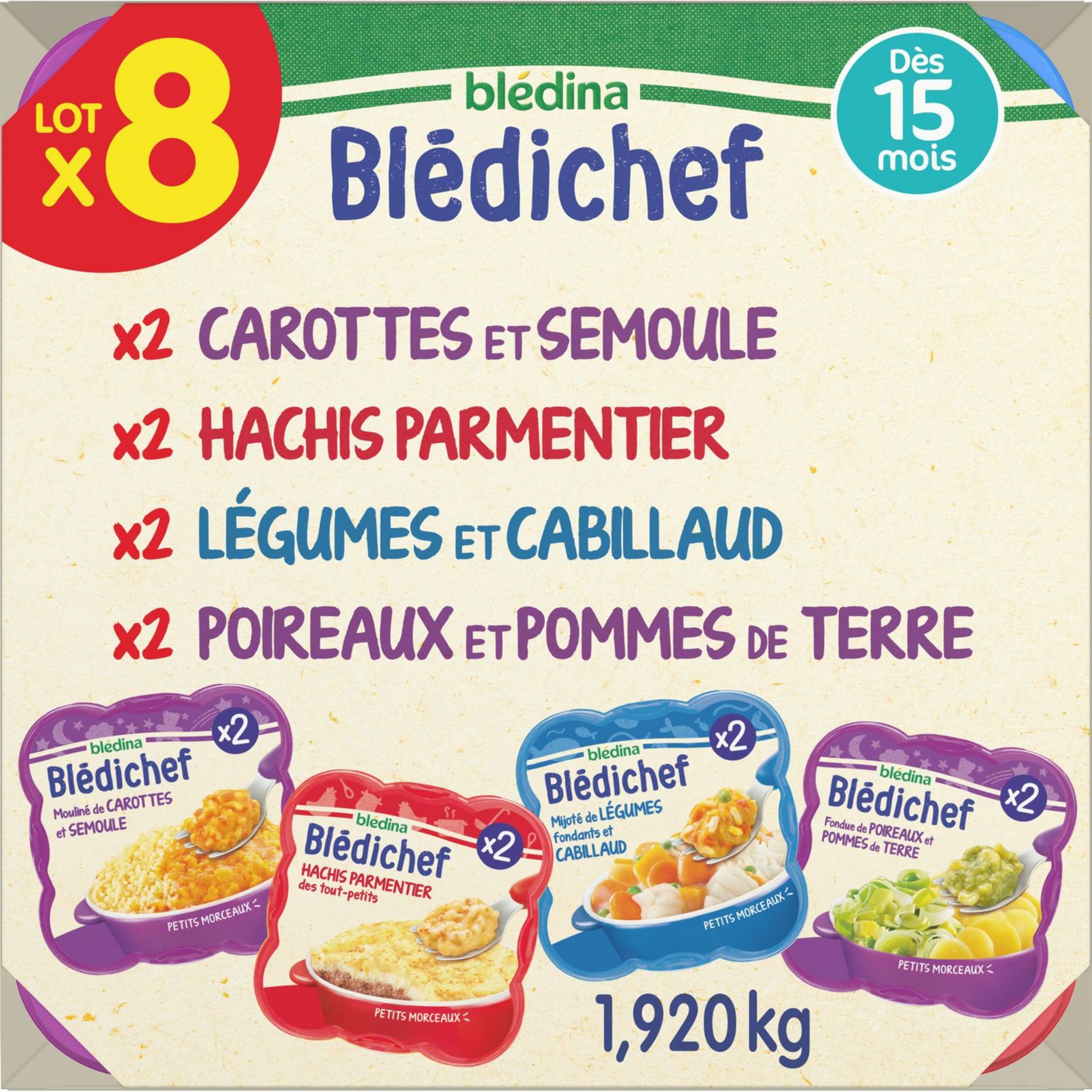 Plat bébé dès 15 mois mijoté de légumes fondants et cabillaud Blédichef  BLEDINA