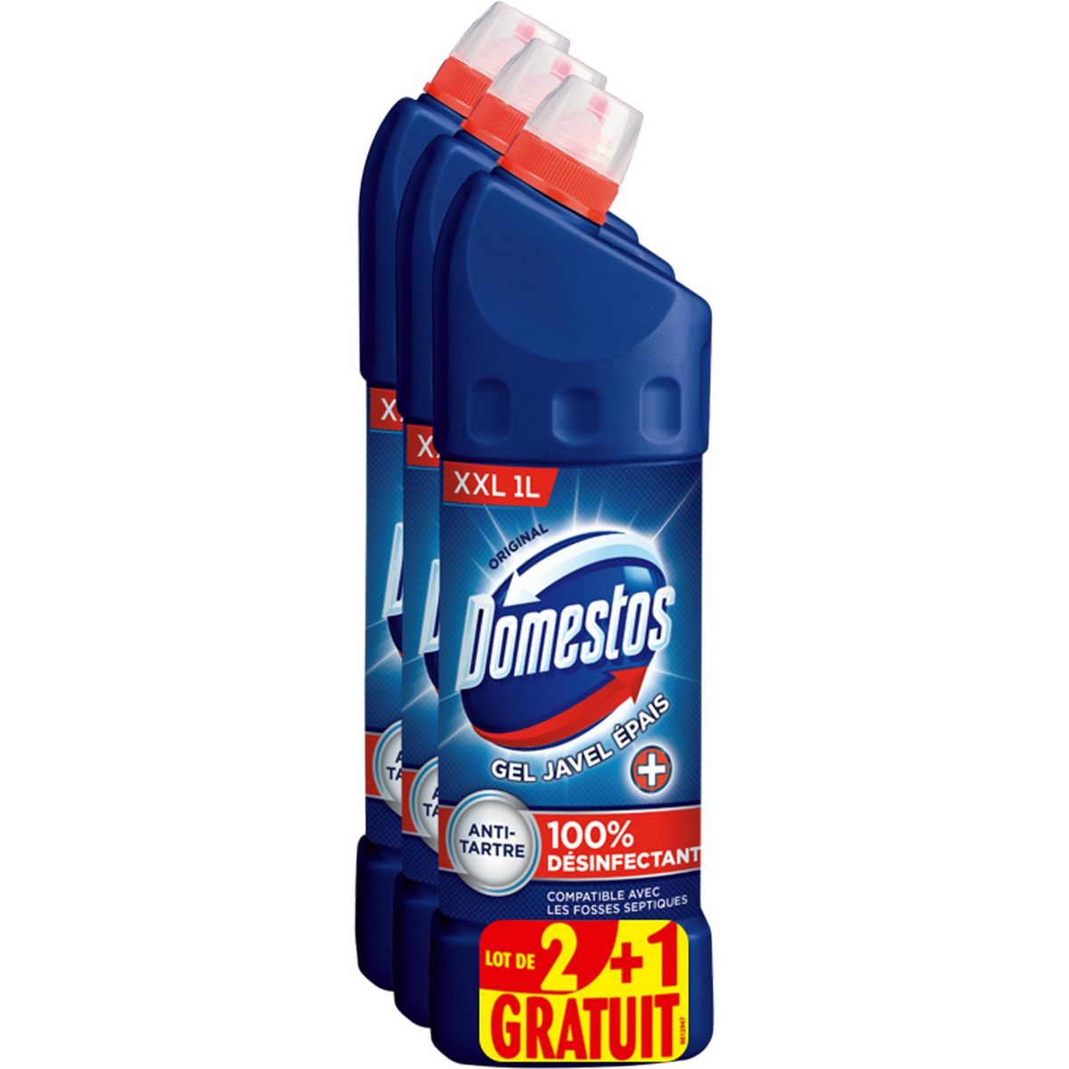 DOMESTOS Domestos Gel antibactérien WC 100% désinfectant original 3x1l ...