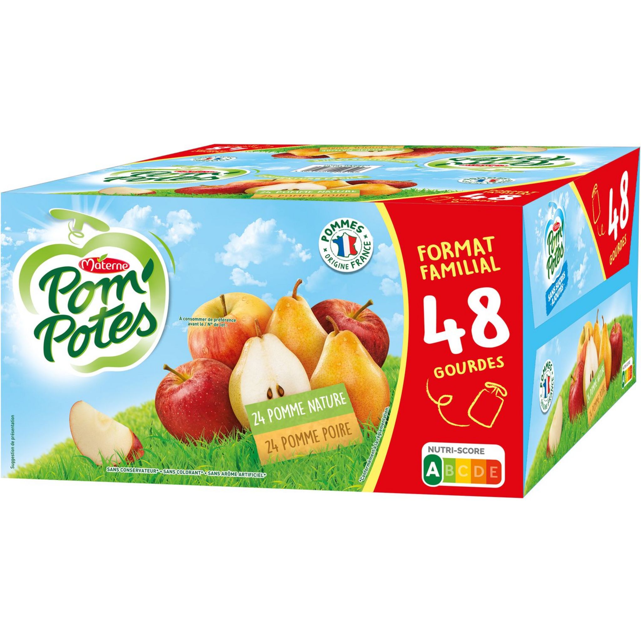 MATERNE Materne pom'potes multivariétés 48x90g +24offertes pas cher 