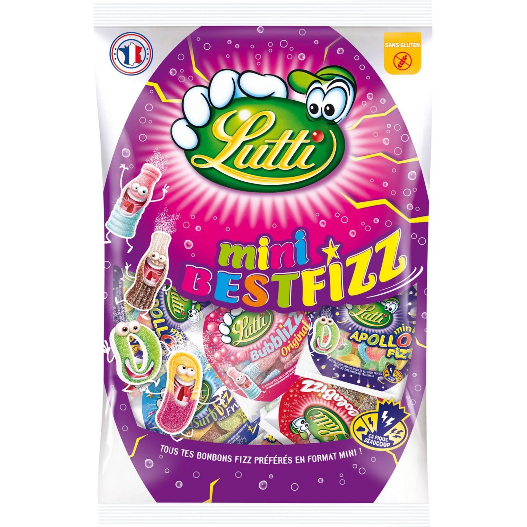 Lutti Best Fizz - Assortiment de bonbons acidulés