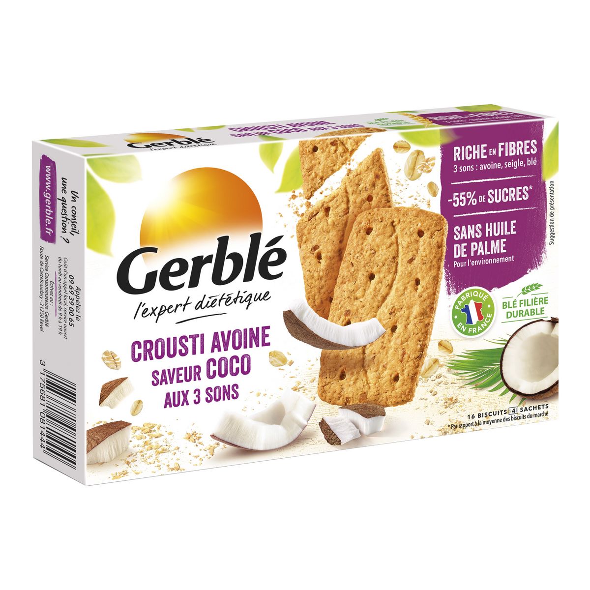 Gerble Biscuits Crousti Avoine Saveur Coco Aux 3 Sons Sachets Fraicheur 4x4 Biscuits 0g Pas Cher A Prix Auchan