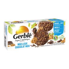 GERBLE Biscuits moelleux chocolat noix sans huile de palme, sachets individuels 6 biscuits 138g