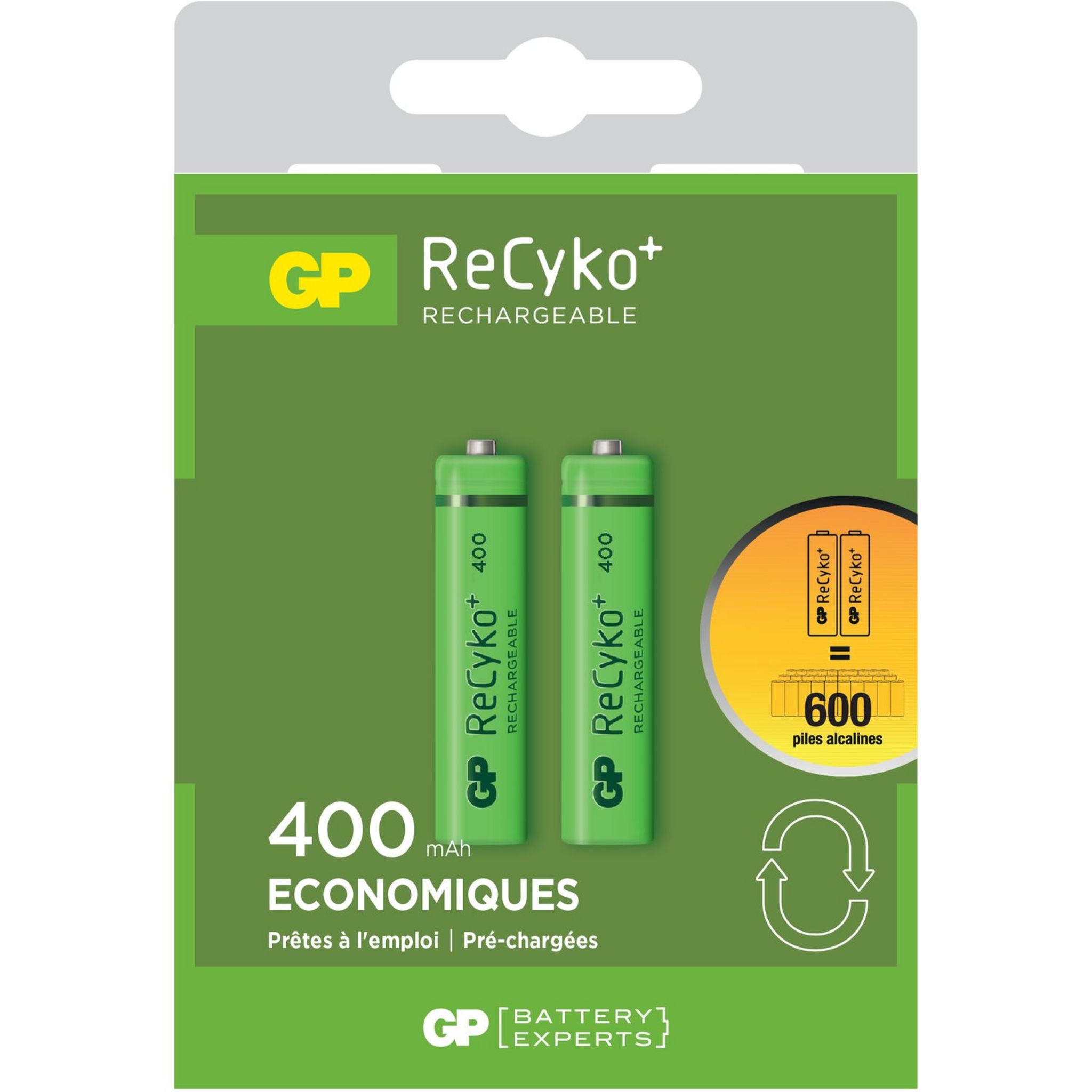 GP Lot de 2 Piles Rechargeables AAA 400 mAh pas cher 