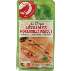 AUCHAN Le Croque aux légumes, mozzarella fondue 2 pièces 200g