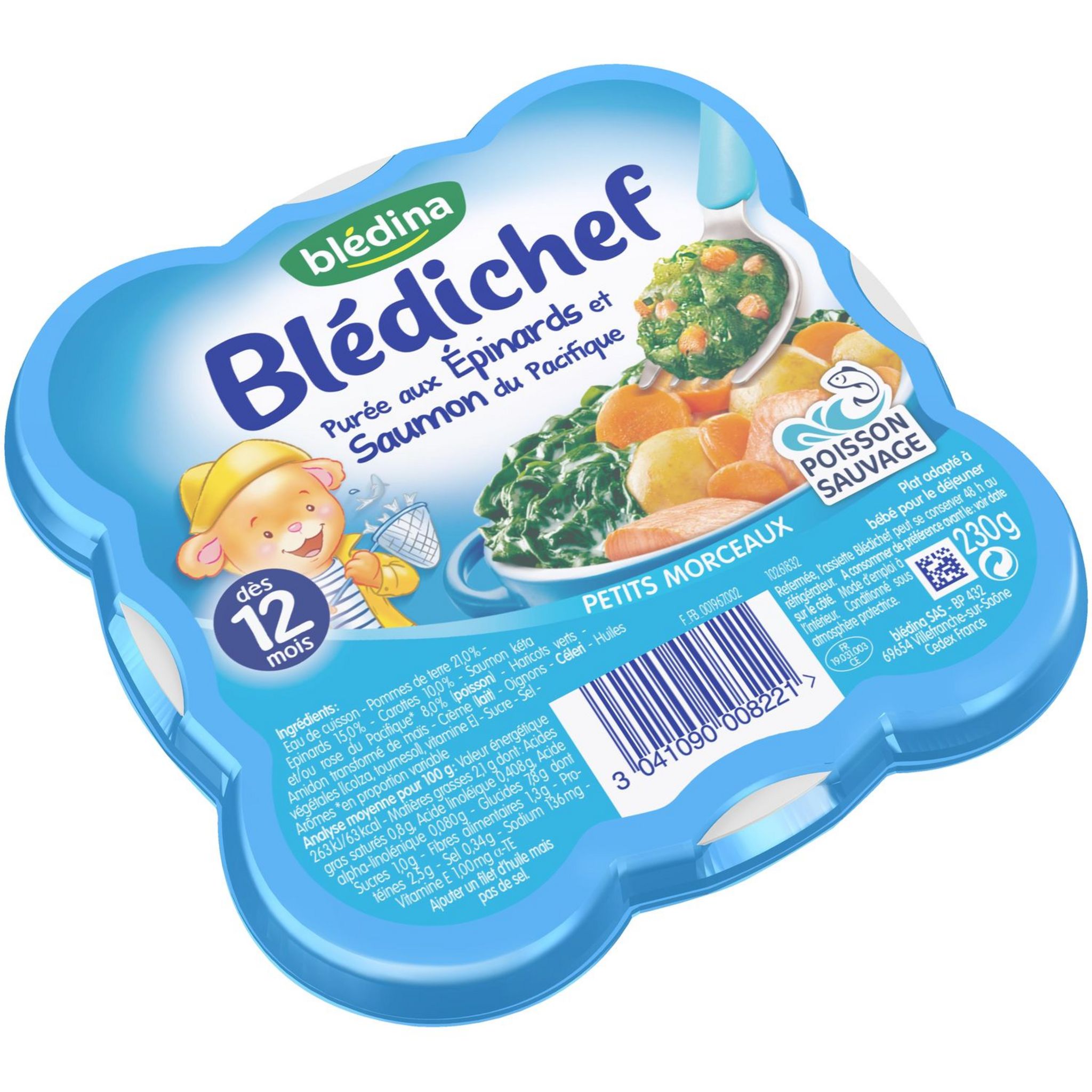 BLÉDICHEF DE BLÉDINA ASSIETTE EPINARDS SAUMON DÈS 12 MOIS 230 G