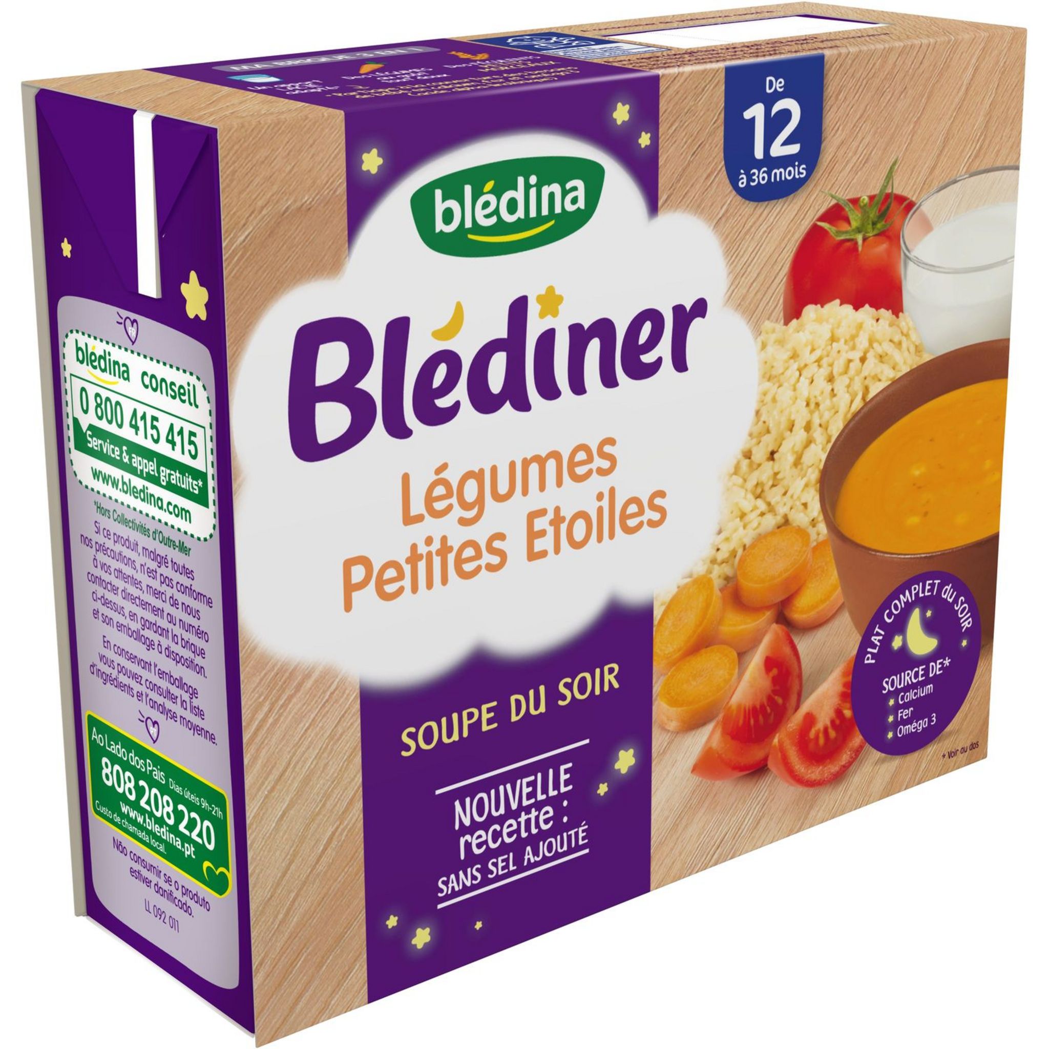 Blédîner Soupe du Soir Douceur de Carottes Semoule de Riz - Blédina - 2 *  250 mL (500 mL)