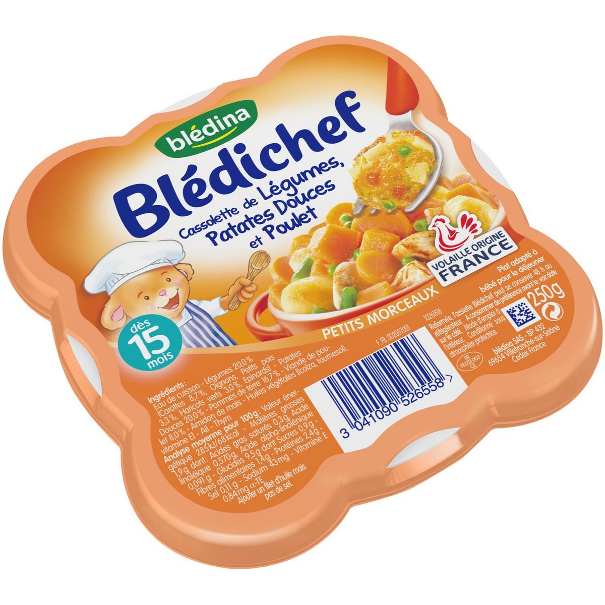 BLEDINA Blédichef cassolette de légumes pdt poulet 250g dès 15mois pas ...