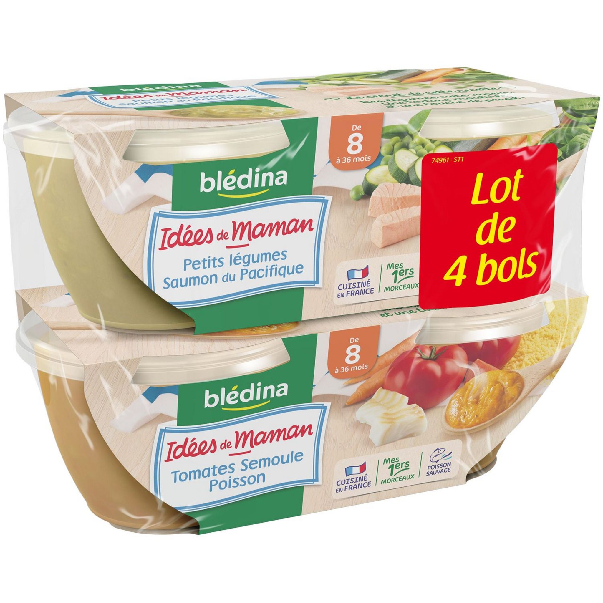 BLEDINA Petits pots 3 variétés de légumes dès 6 mois 4x200g pas