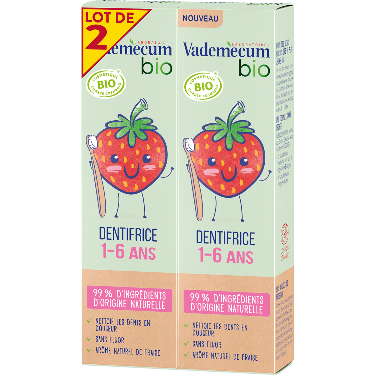 Vademecum Vademecum Dentifrice Enfant 1 6 Ans Bio Arome Naturel De Fraise 2x50ml 2x50ml Pas Cher A Prix Auchan