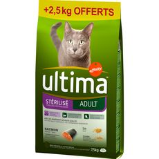 Ultima Croquettes Chat Adulte Sterilise Saumon Cereales 7 5kg 2 5kg Offert Pas Cher A Prix Auchan