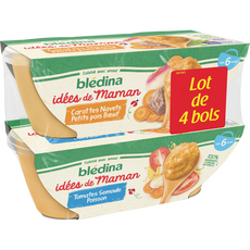 BLEDINA Blédina Idées de maman bols 2 variétés viandes poissons dès 6 mois 4x200g 4x200g