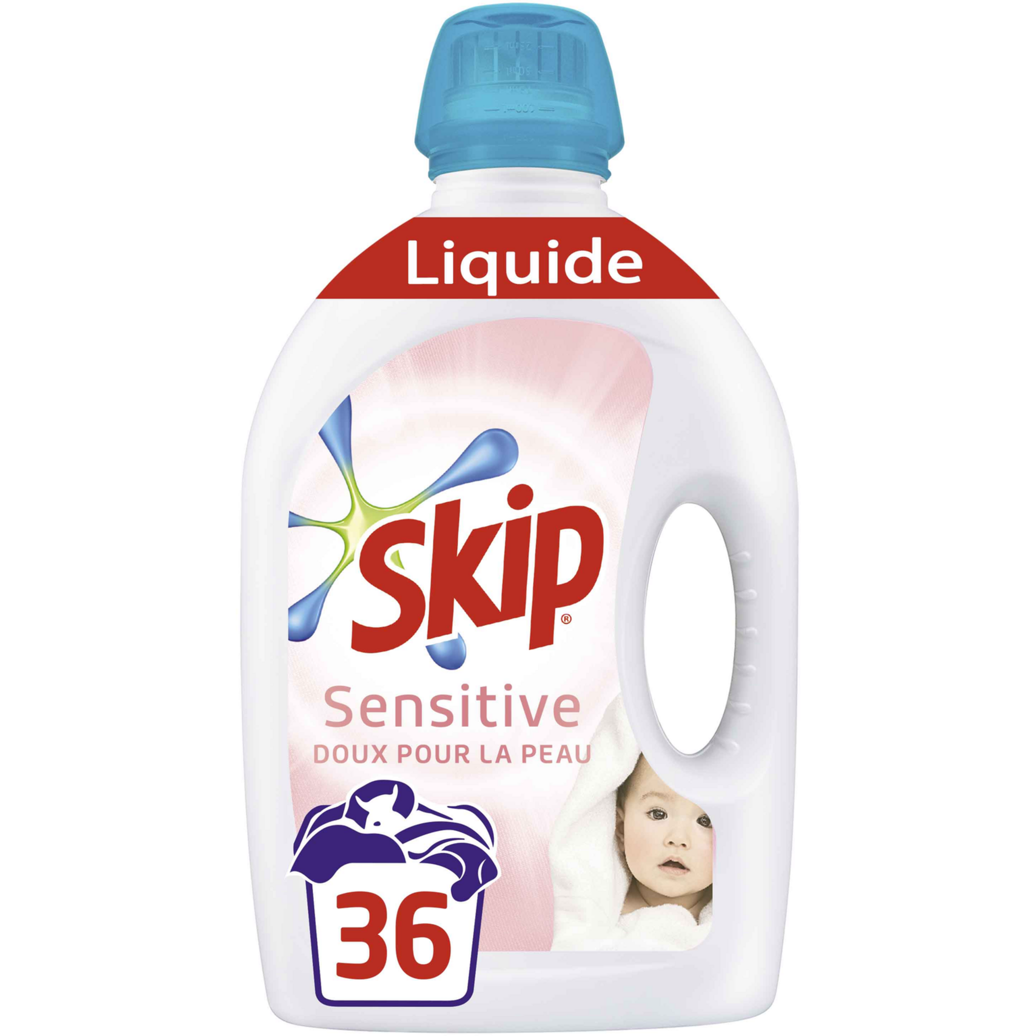 Promo Lessive liquide sensitive doux pour la peau skip chez