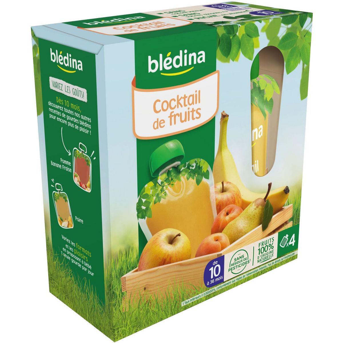 Bledina Bledina Gourde Compote Cocktail De Fruits 4x90g Des 10 Mois Pas Cher A Prix Auchan