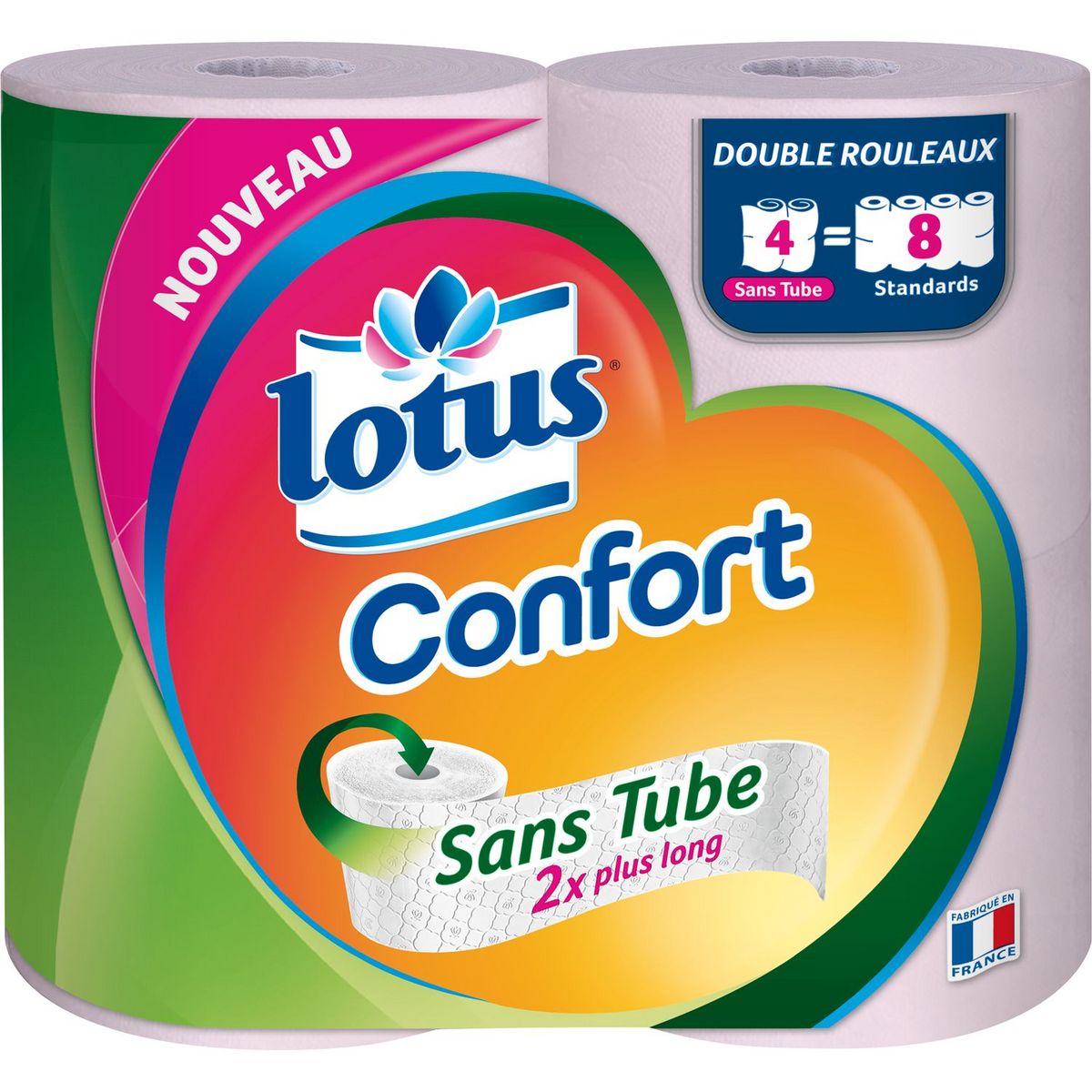 LOTUS Papier toilette confort blanc sans tube 9 rouleaux pas cher