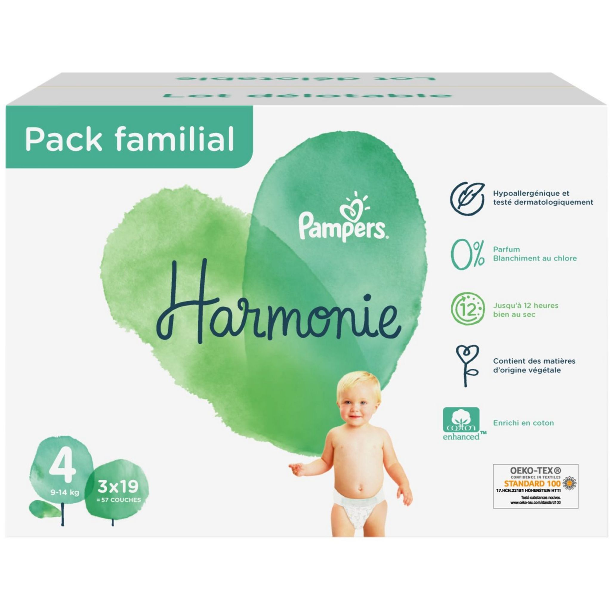 PAMPERS Harmonie couches taille 4 (9-14kg) 40 couches pas cher 