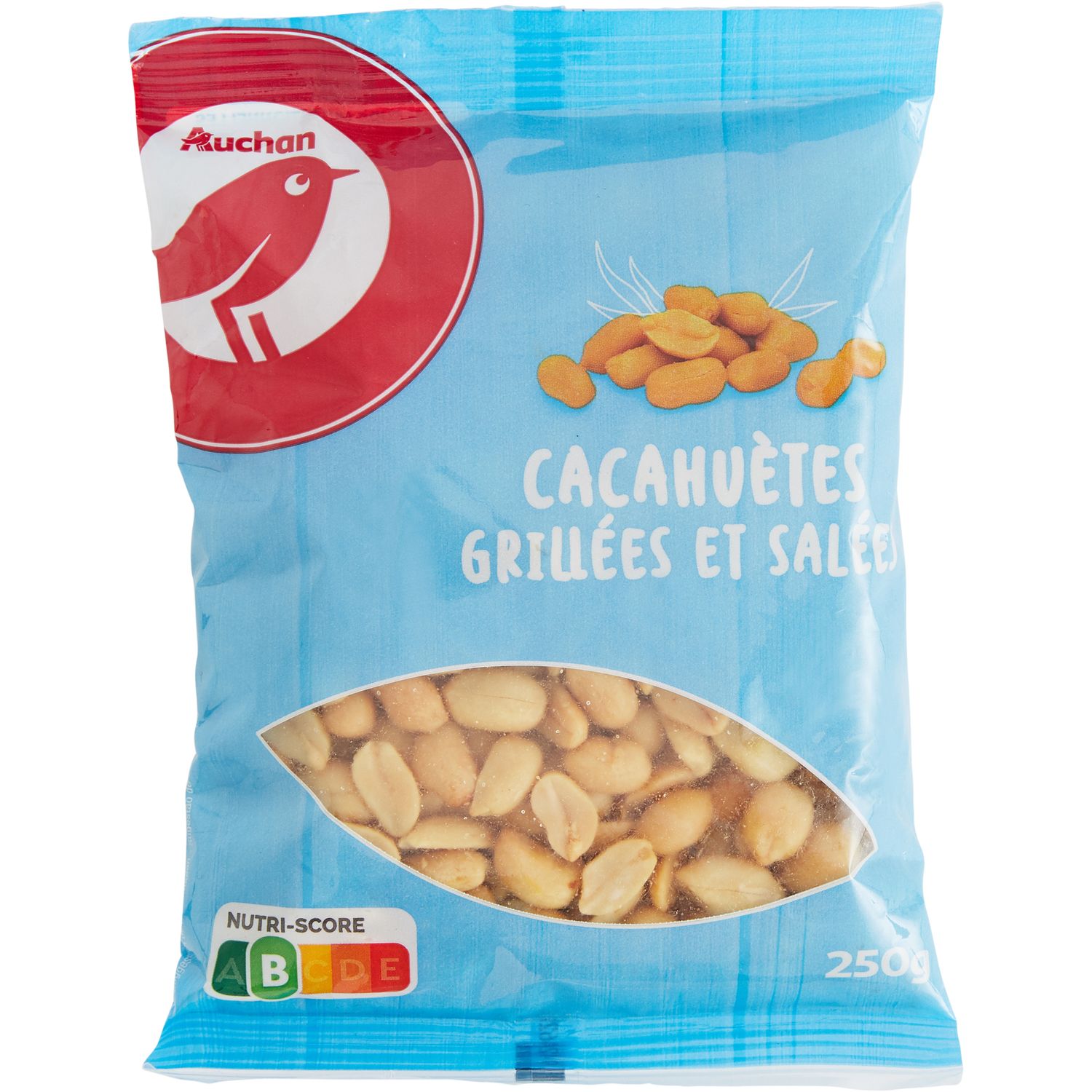 AUCHAN Cacahuètes grillées en coque non salées 1kg pas cher 