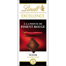LINDT Excellence tablette de chocolat noir dégustation pointe de piment rouge 1 pièce 100g