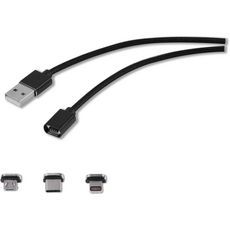 QILIVE Câble magnétique USB 2.0 avec Adaptateur Micro USB / USB-C / Lightning
