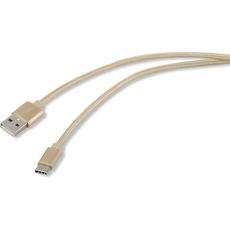 QILIVE Câble textile Adaptateur USB 2.0 / USB-C 1.2 m Or