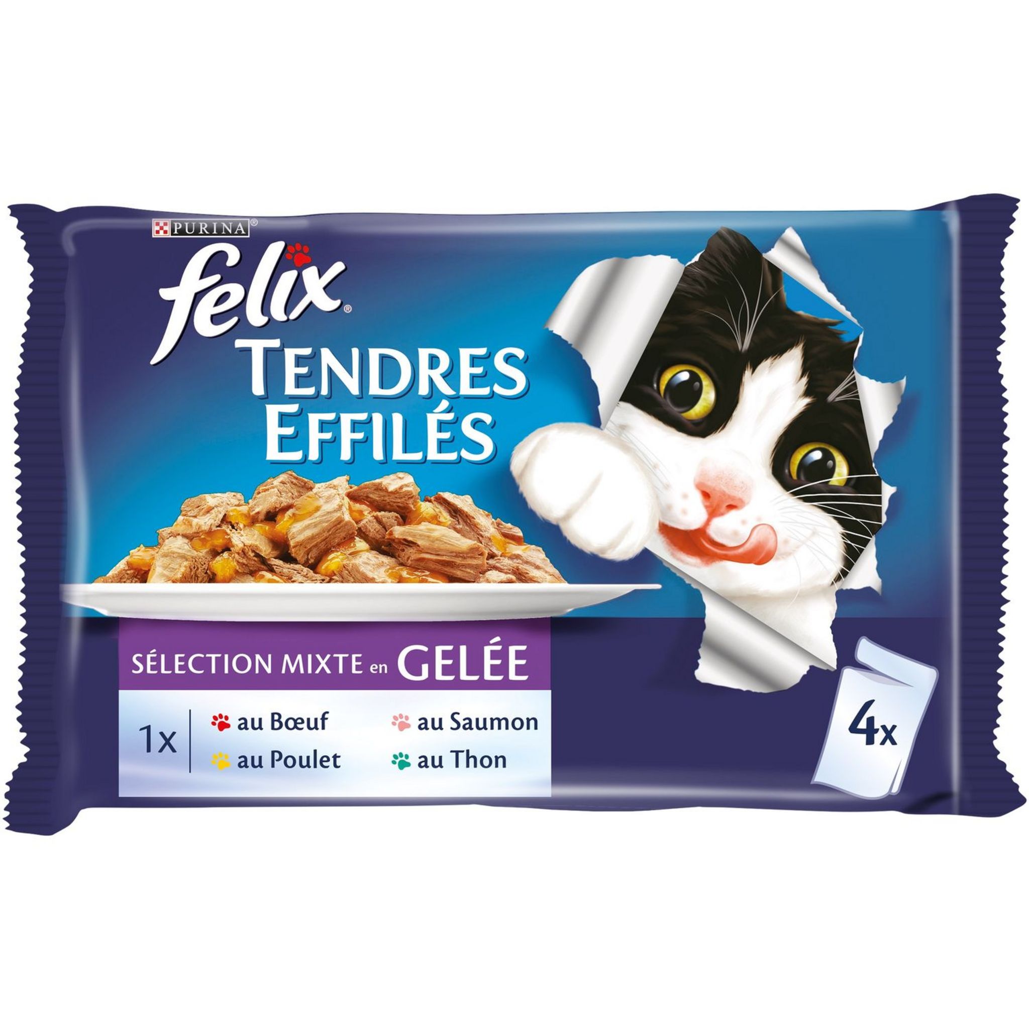 Sachets pour chat - Tendres Effilés en Gelée - poisson