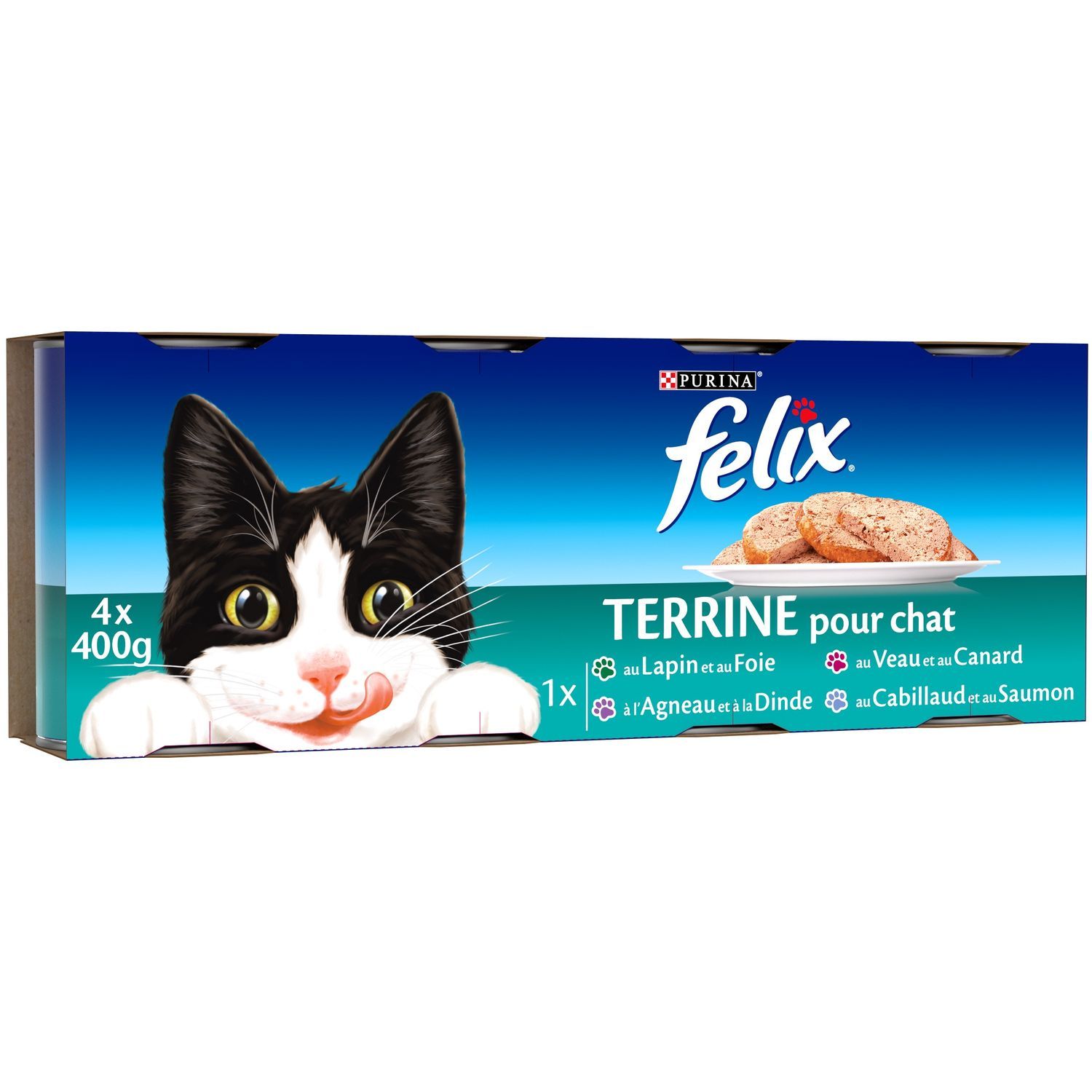 FELIX Boîtes pâtée viandes poissons pour chat 4x400g pas cher