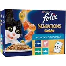 Felix Sensations Sachets Repas Patee En Gelee Poissons Pour Chat 12x100g Pas Cher A Prix Auchan