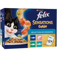 Felix Sensations Sachets Repas Patee En Gelee Poissons Pour Chat 12x100g Pas Cher A Prix Auchan