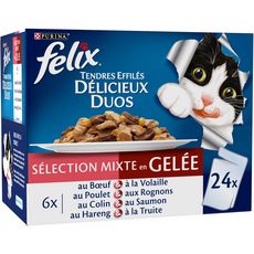 Felix Sachets Repas Effiles En Gelee Viandes Et Poissons Pour Chat 24x100g Pas Cher A Prix Auchan