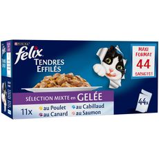 Felix Sachets Repas Effiles En Gelee Viandes Poissons Pour Chat 44x100g Pas Cher A Prix Auchan