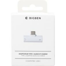 BIGBEN Adaptateur USB-C / USB-C / Jack 3.5 mm Audio Blanc
