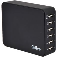 QILIVE Hub USB Smart Chargeur 6 ports USB Noir