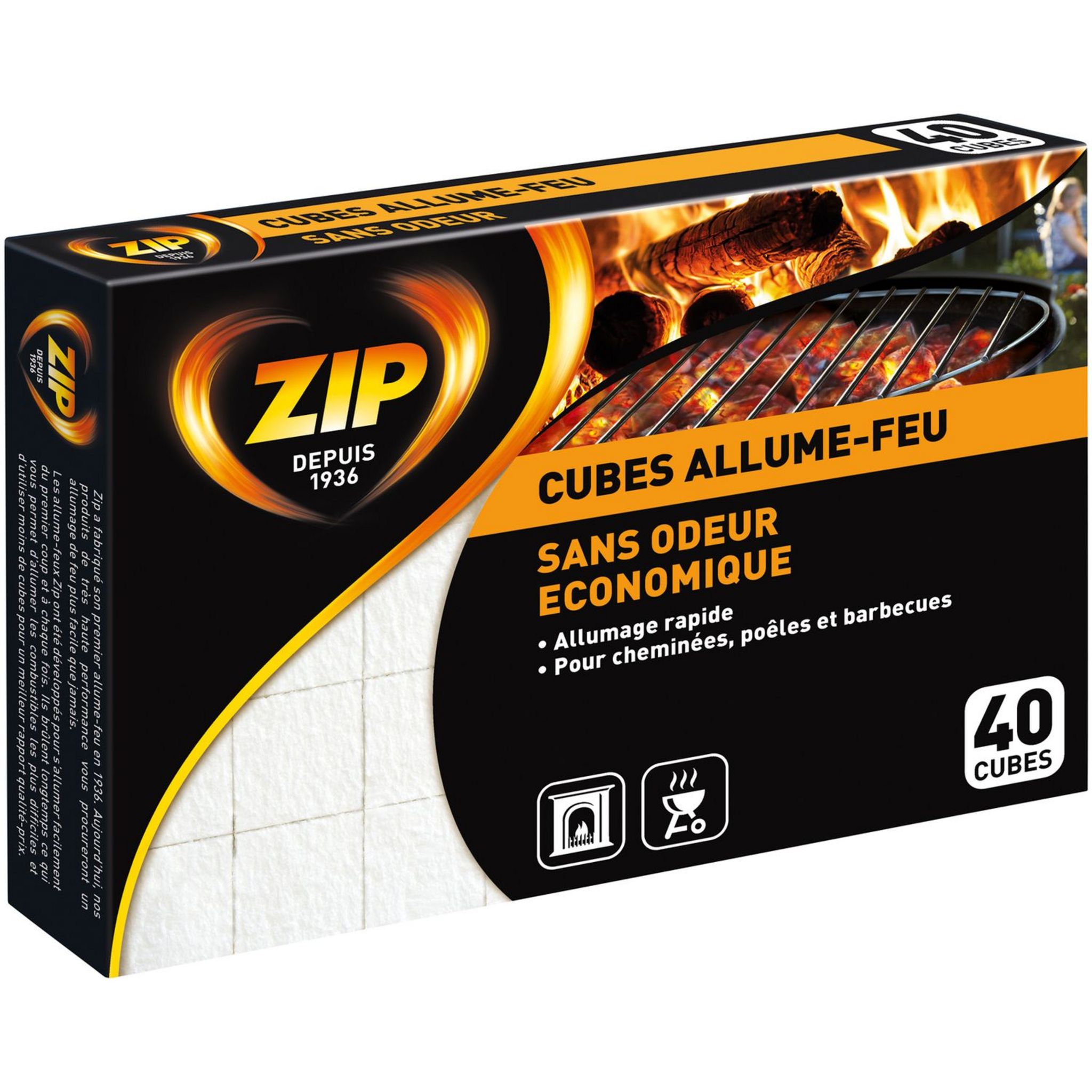 ZIP Allume feux classique sans odeur 40 cubes pas cher 