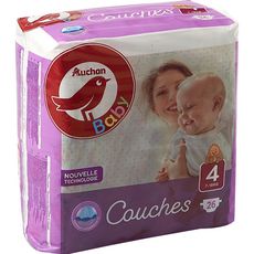 AUCHAN BABY Couches taille 4 (7-18kg) 26 couches