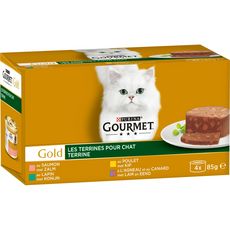 GOURMET Gold les terrines barquettes pâtée viandes poissons pour chat 4x85g