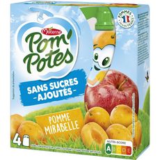 POM'POTES Gourdes bio pomme mirabelle sans sucres ajoutés sans conservateur 4x90g