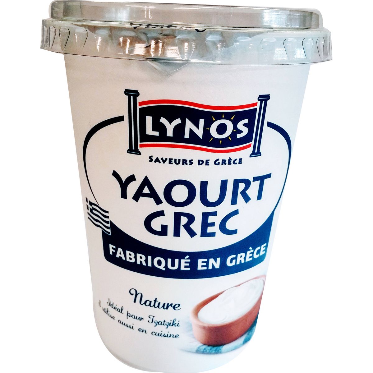 LYNOS Yaourt grec au lait de vache nature 500g pas cher 