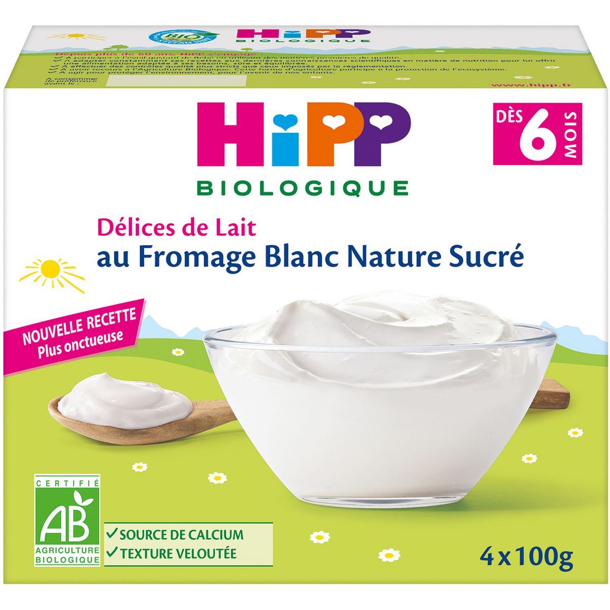 Hipp Petit Pot Dessert Au Fromage Blanc Nature Sucre Bio Des 6 Mois 4x100g Pas Cher A Prix Auchan