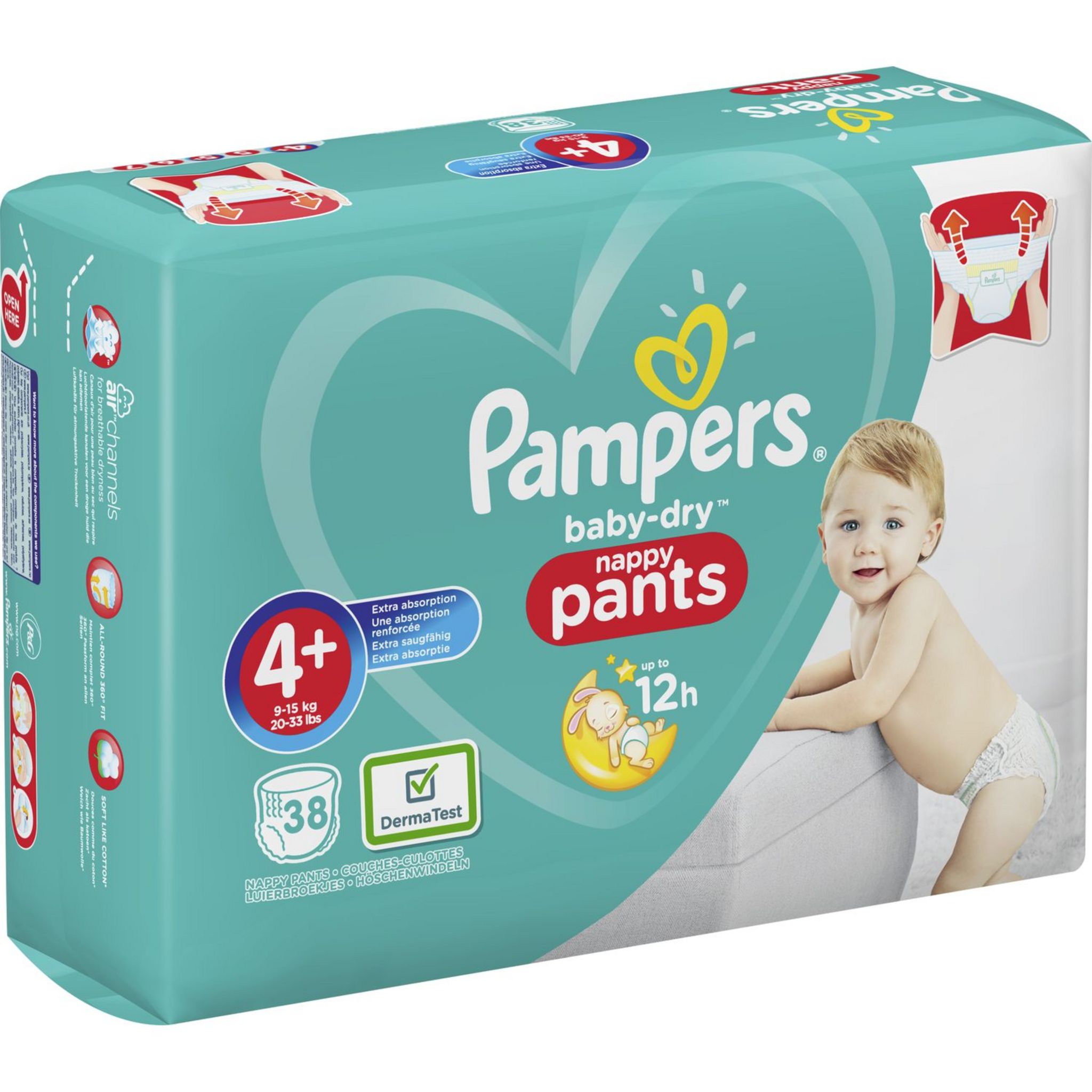 PAMPERS Baby-dry pants couches-culottes taille 4 (9 à 15kg) 84 couches pas  cher 
