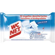 WC NET Lingettes désinfectantes WC résistantes & biodégradables 30 lingettes