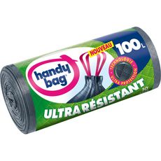 HANDY BAG Sacs poubelle avec poignées ultra résistant 100l 10 sacs
