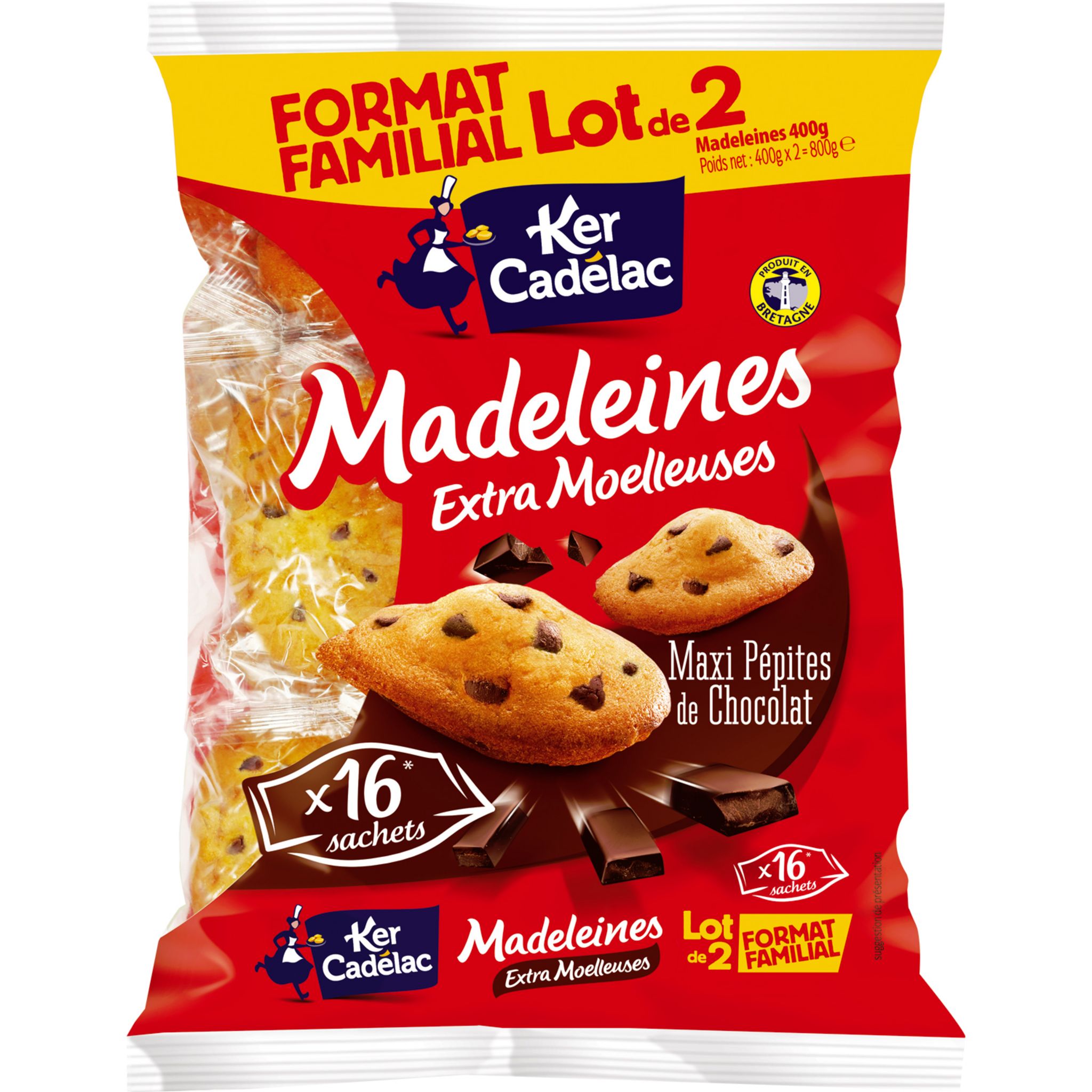 Ker Cadélac Ker Cadelac Madeleines gonflés trio & 2 chocolats 330g