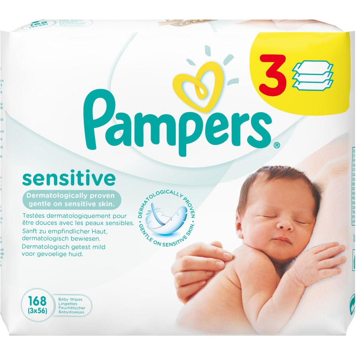 PAMPERS Sensitive lingettes nettoyantes pour bébé 168 lingettes