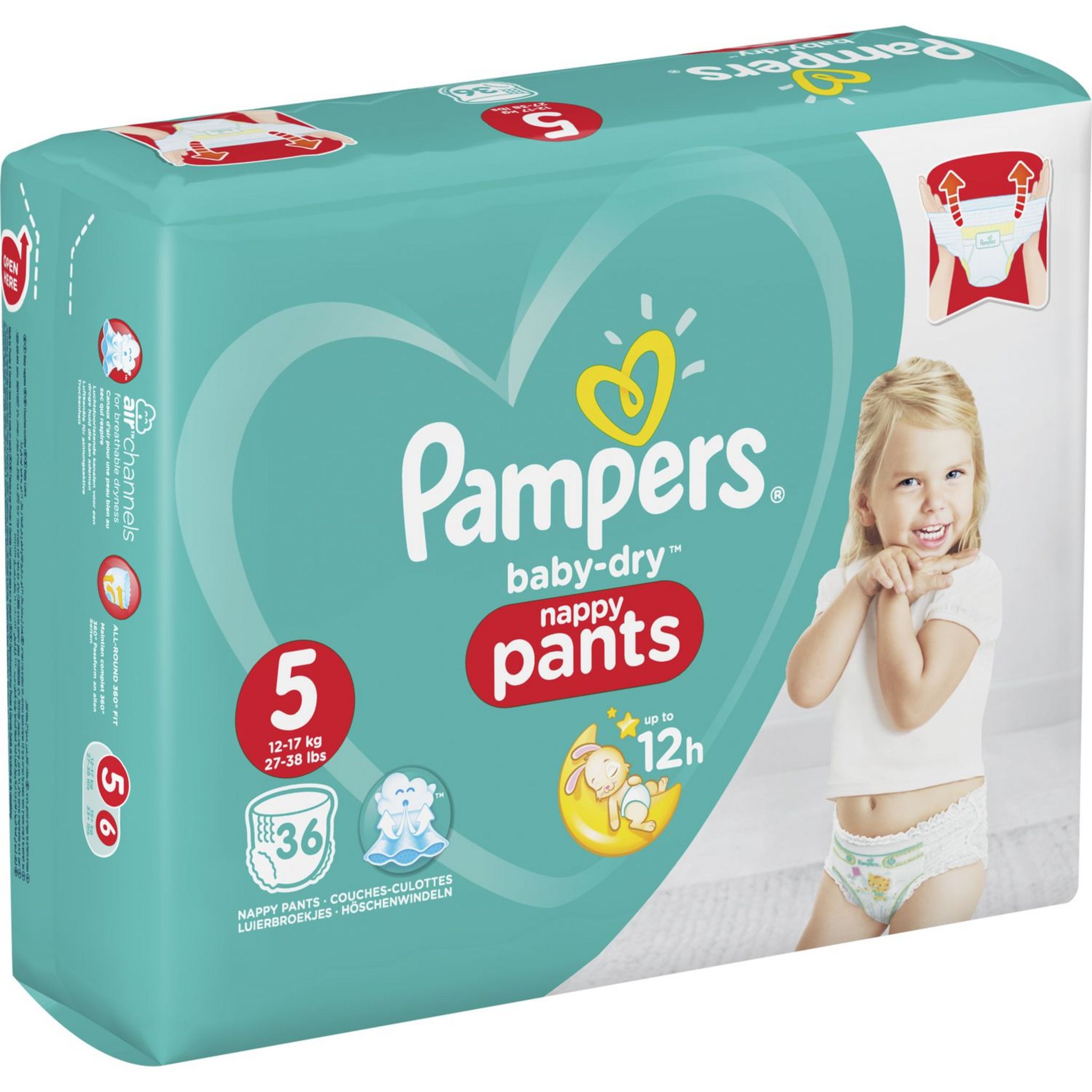 PAMPERS Nappy Pants couches-culottes taille 5 (12-17kg) 30 couches pas cher  