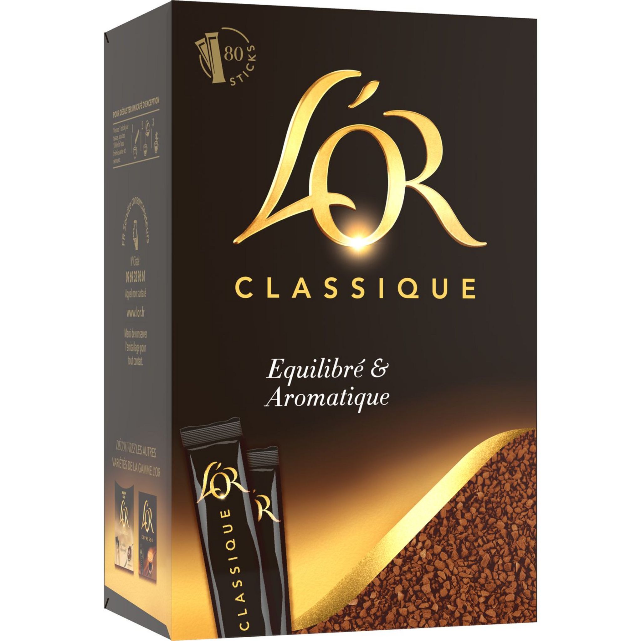 L'Or Classique Café Soluble équilibré et Riche en Arôme - 80 sticks