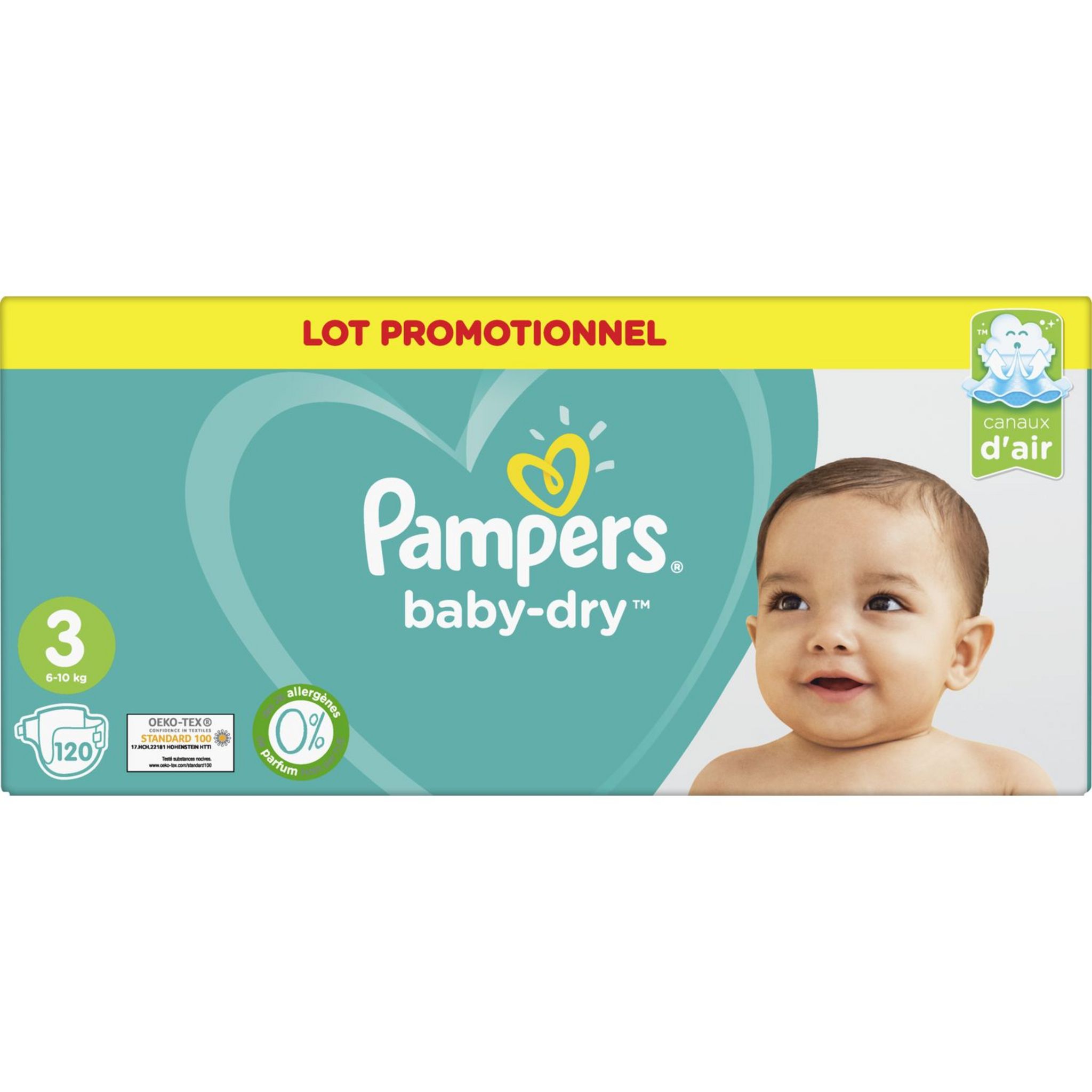 PAMPERS - COUCHES BABY DRY Taille 3 - 6-10kg Paquet de 52