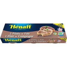 HENAFF Pâtés de foie et de campagne 3x78g