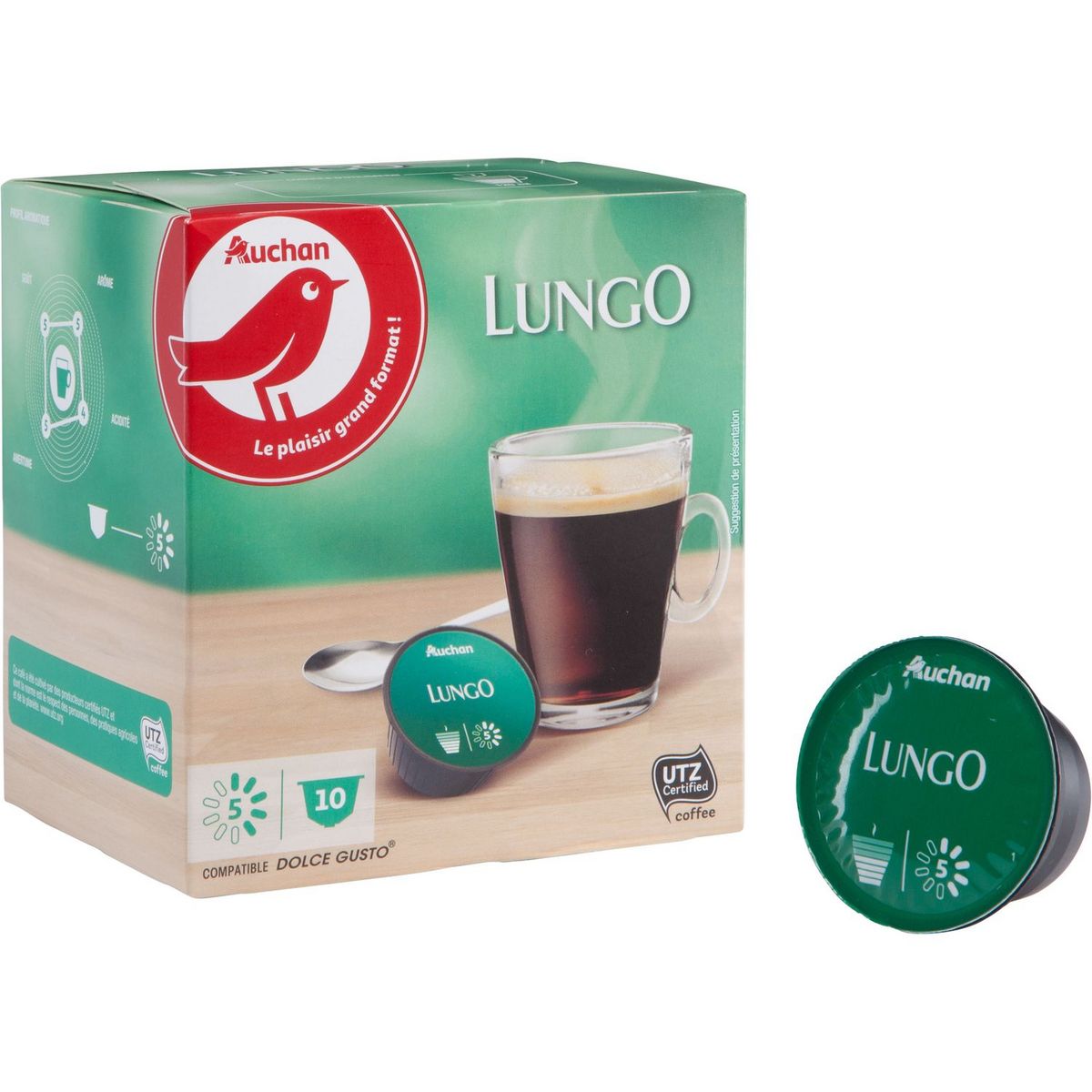 AUCHAN Capsules de café lungo compatibles Dolce Gusto 10 capsules 70g pas  cher 