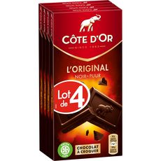 COTE D'OR Tablette de chocolat noir extra 4 tablettes 4x100g