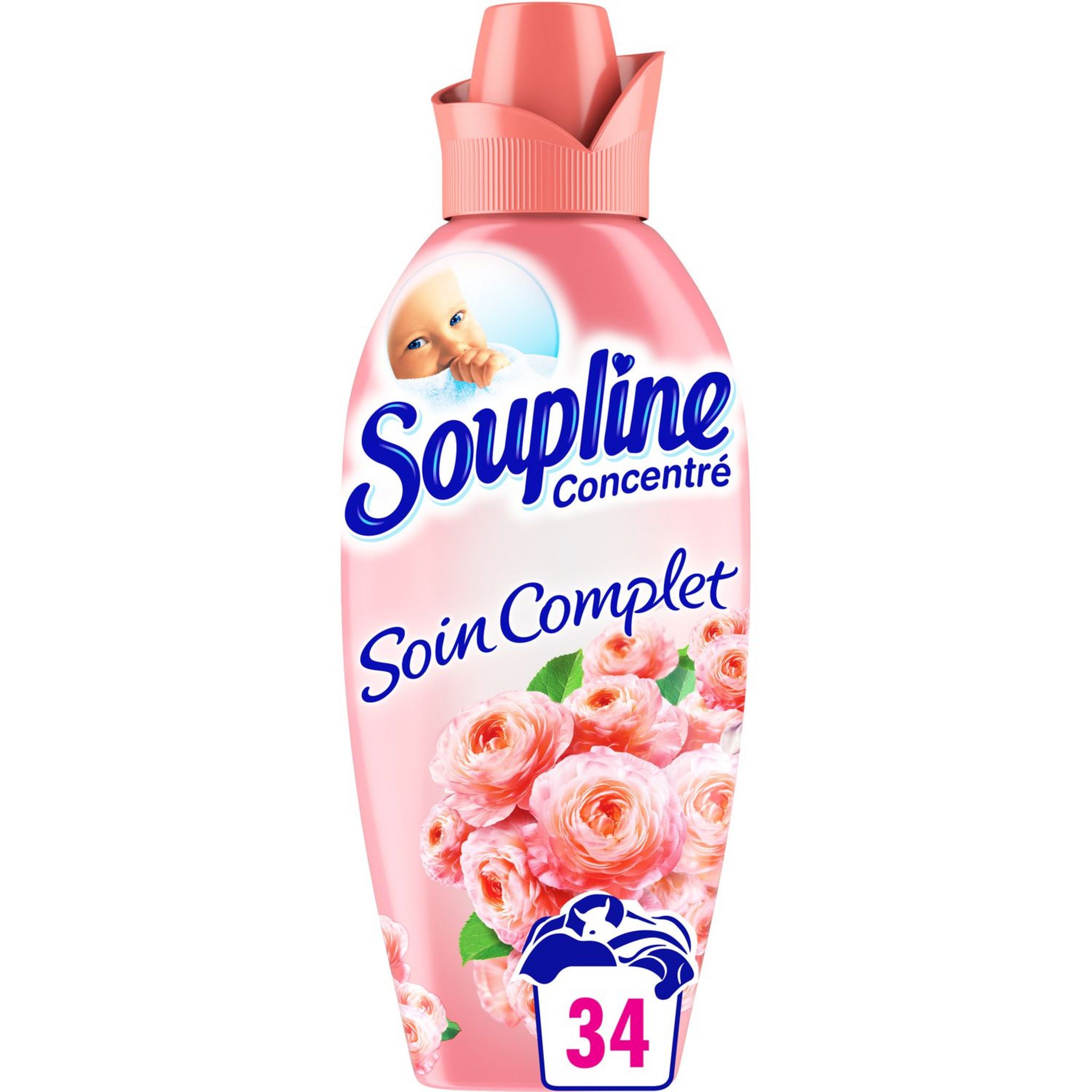 SOUPLINE Assouplissant concentré soin complet doux 34 lavages 800ml pas  cher 